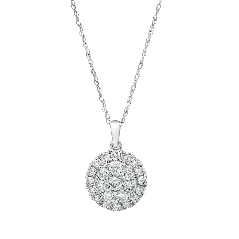 minimalist necklaces for women -luxury necklaces for women -Meera Brilliant Halo Necklace with 3/4ct of Laboratory Grown Diamonds in 9ct White Gold