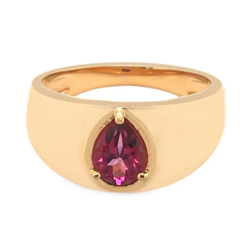 18K Yellow Gold Over Sterling Silver Pink Topaz Gemstone Band Ring