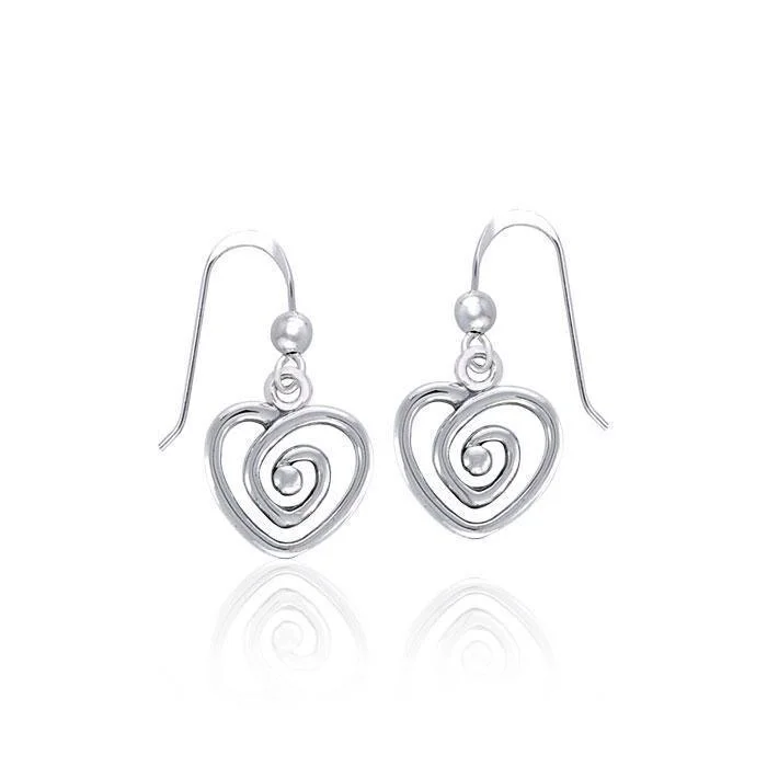 unique gold earrings for women -personalized earrings for women -Spiral Heart Celtic Contemporary Silver Earrings TER1313