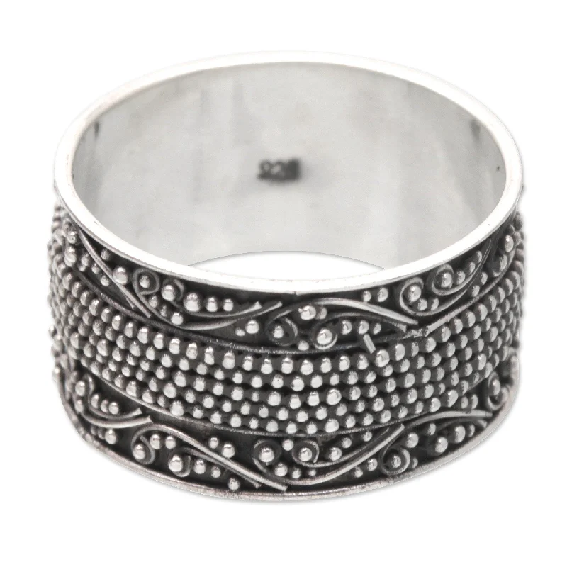 Novica Handmade Glamorous Storm Sterling Silver Band Ring