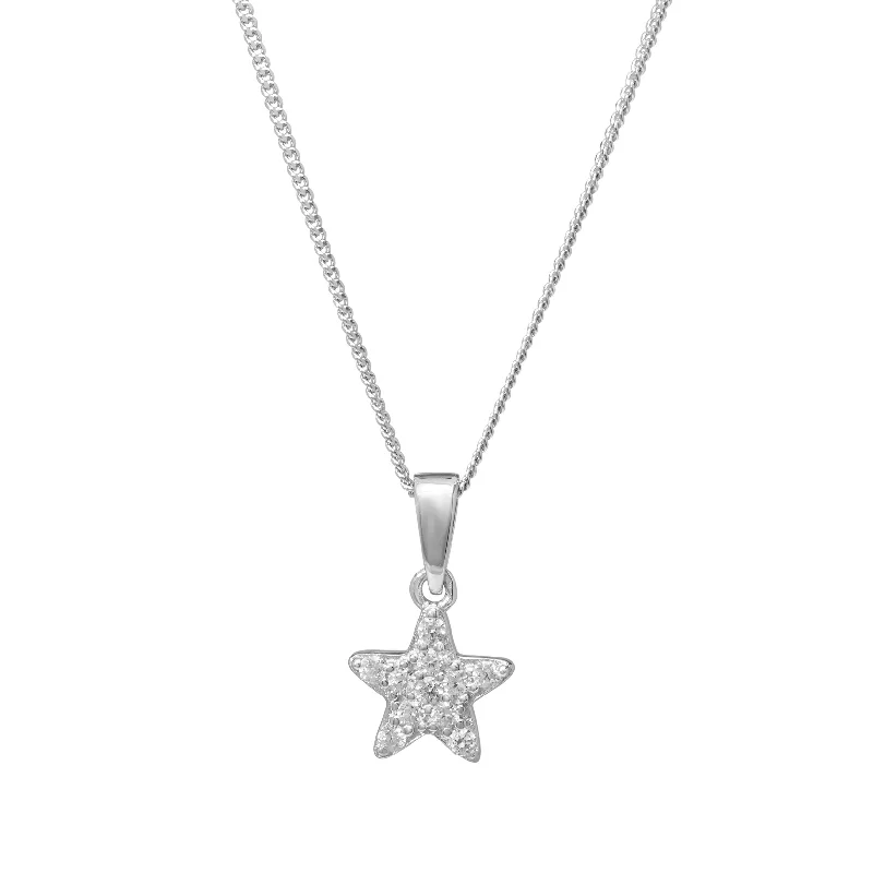 custom name necklaces for women -necklace and earring sets for women -Children's Star Cubic Zirconia Necklace in Sterling Silver